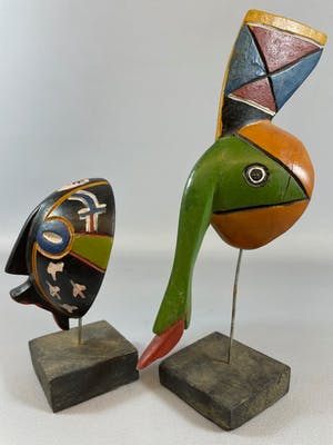 Yoruba - 2 African Yoruba passport masks with stands- Nigeria. kopen? Bied vanaf 15!