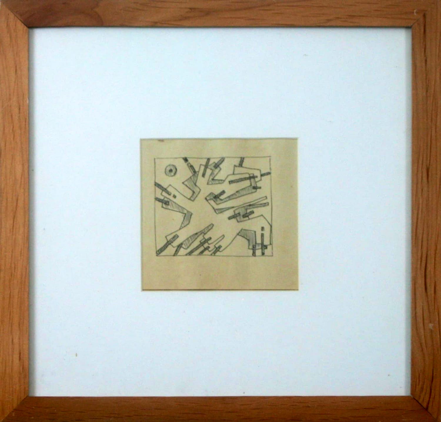 Henk Zweerus - Abstracte compositie - pentekening in inkt op papier in lijst kopen? Bied vanaf 15!