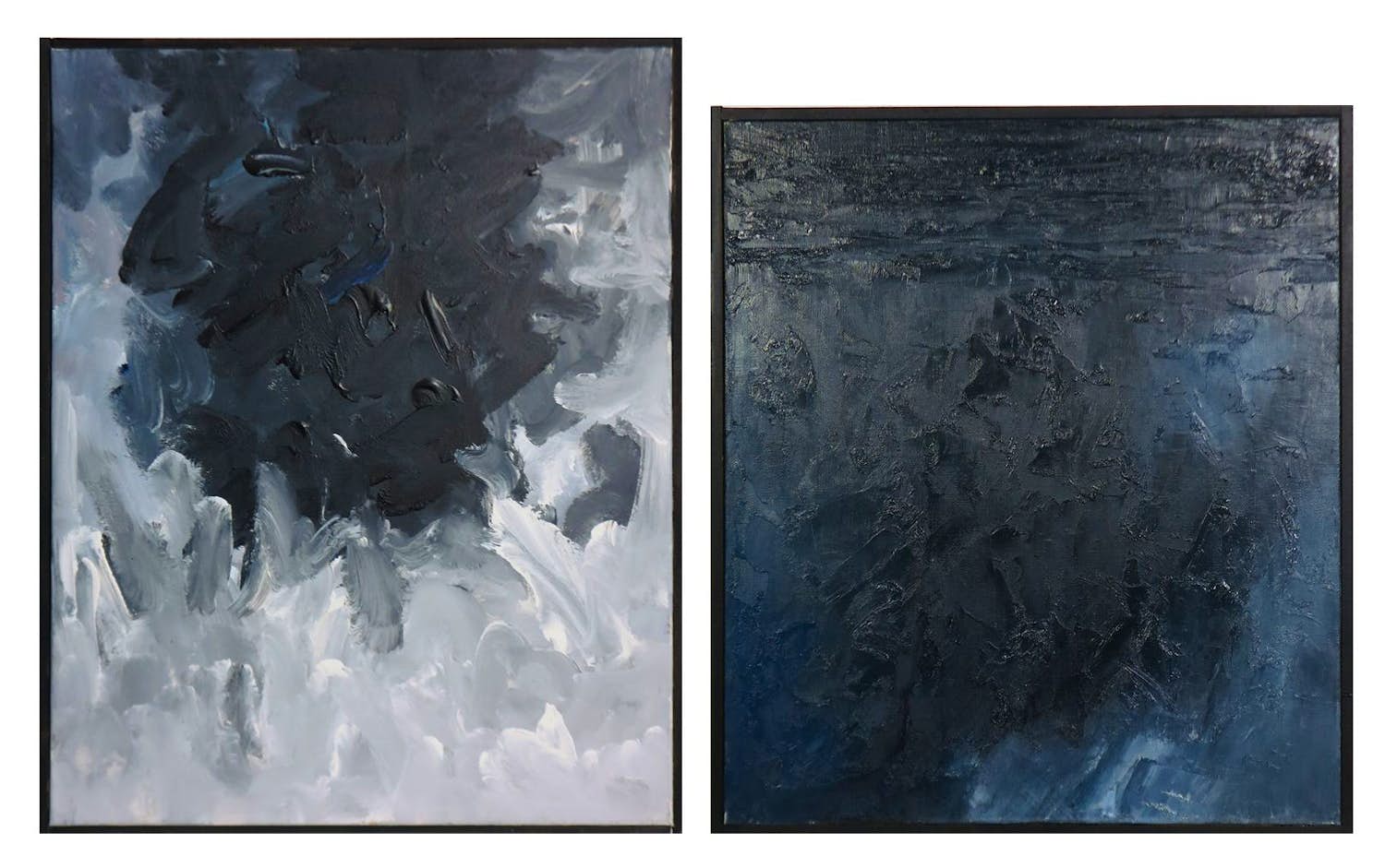 Janus Nuiten - 2 werken in olieverf op doek, Onweer - Ingelijst kopen? Bied vanaf 70!