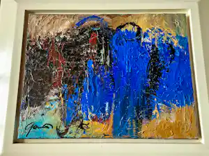 Gerriet Postma - Groot abstract expressionistisch olieverf doek - zonder titel - mooi ingelijst verkauft für € 268!