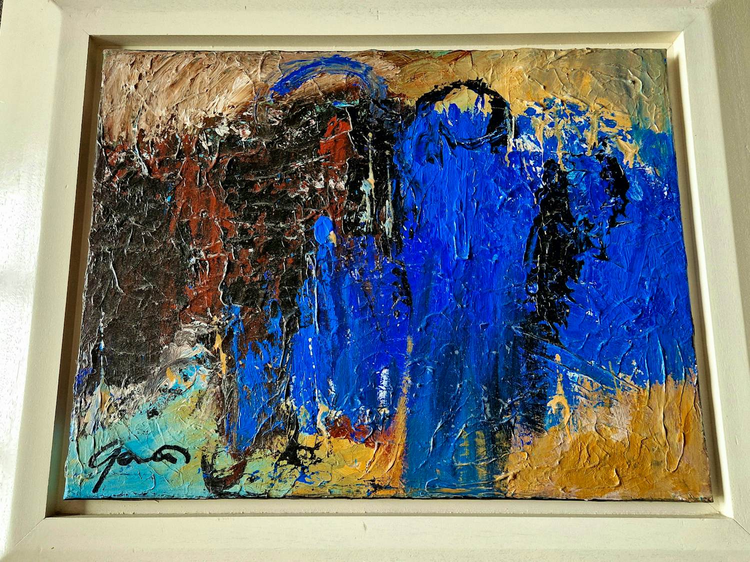 Gerriet Postma - Groot abstract expressionistisch olieverf doek - zonder titel - mooi ingelijst verkocht voor € 248!