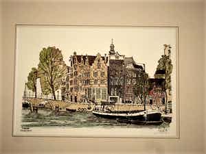 Niet of onleesbaar gesigneerd - Mooie Aquarel "Brouwersgracht Amsterdam" verkocht voor € 1!