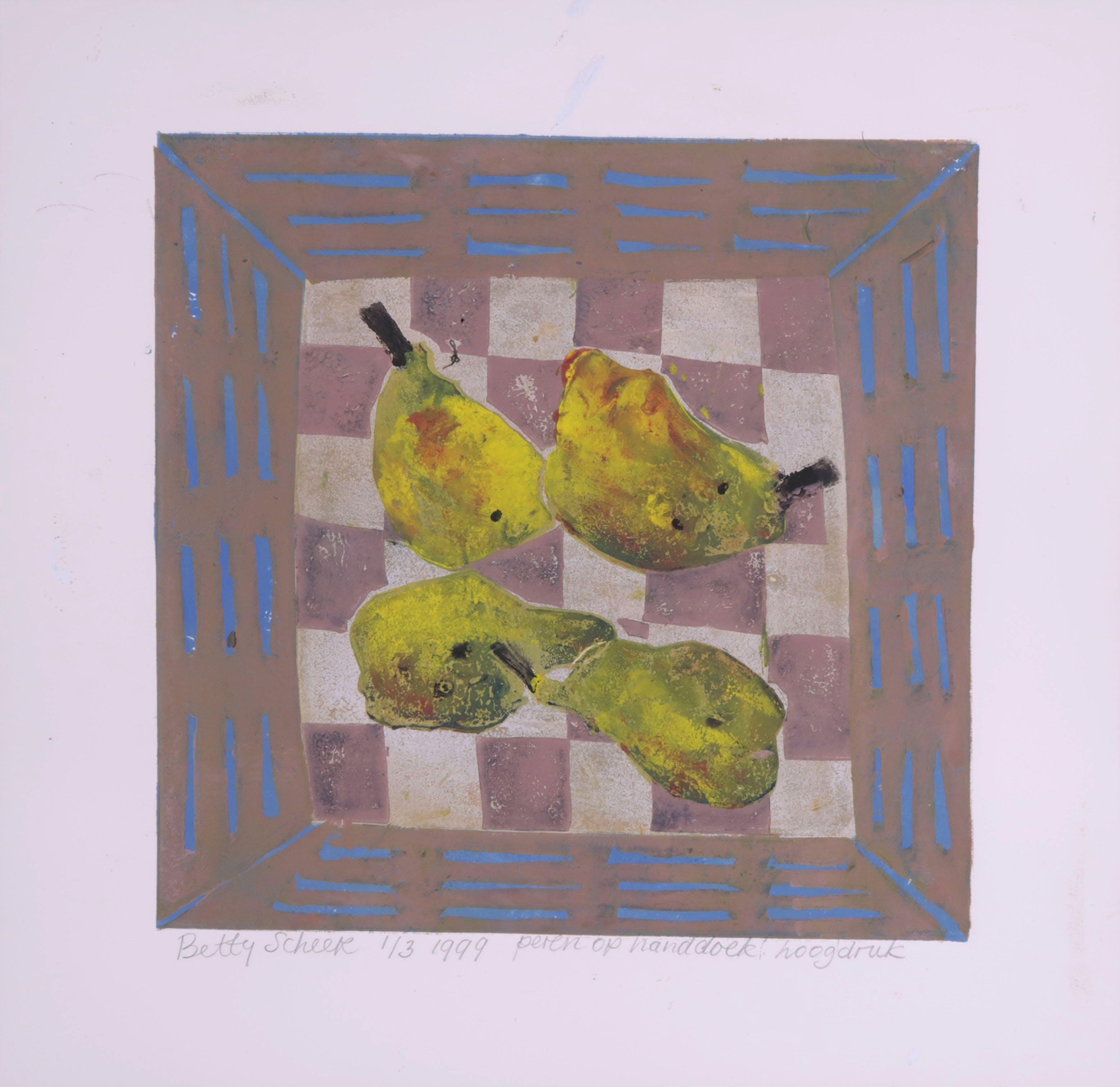 Betty Scheer - Zeefdruk, Peren op handdoek kopen? Bied vanaf 20!