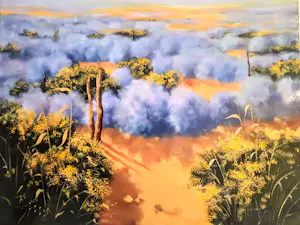 Günter Georg Burr - Ölgemälde Landschaft Lavendelfeld 80er Jahre kopen? Bied vanaf 520!