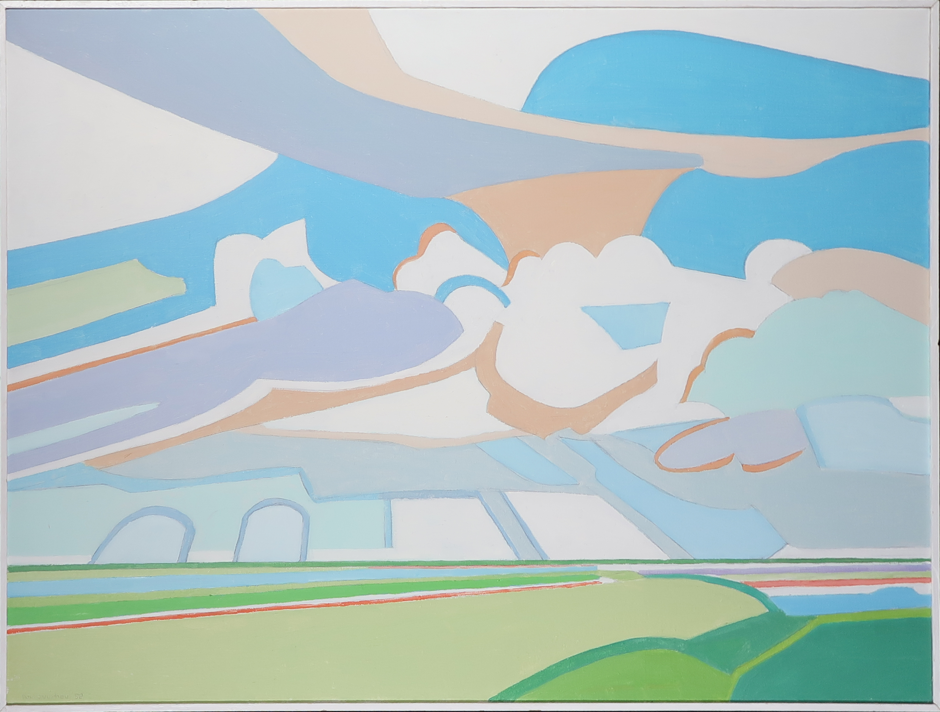 Paul Overhaus - Olieverf op doek, Wolken - Ingelijst verkocht voor € 100!