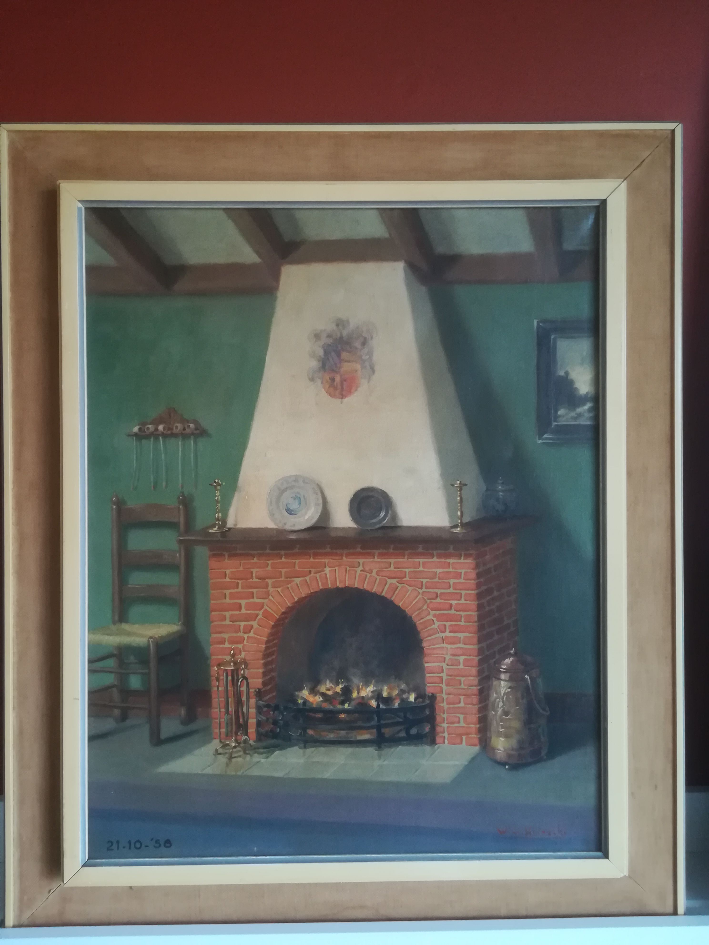 Wim Heinecke - (1895 - 1978) Olieverf op doek "Interieur" 1958 kopen? Bied vanaf 50!
