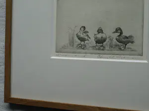 Christel Selmouni - Ingelijste ets , Drie eendjes , Kwik, Kwek & Kwak kopen? Bied vanaf 1!
