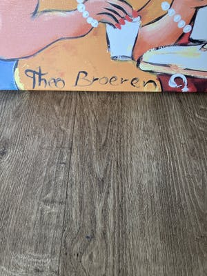 Theo Broeren - Glicée met acryl op doek ‘Samen Feest ‘ kopen? Bied vanaf 70!