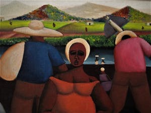 Niet of onleesbaar gesigneerd - Brazilie Naïeve Kunst "Boeren op het land bij de Iguaçu rivier" gesigneerd kopen? Bied vanaf 10!