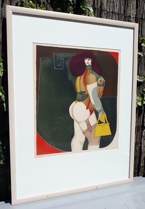Richard Lindner - Woman with yellow handbag, litho (netjes ingelijst) kopen? Bied vanaf 300!