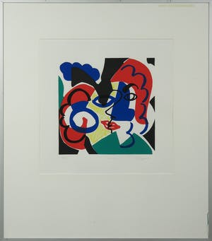 Yolande Brouwers - Zeefdruk, De kus - Ingelijst kopen? Bied vanaf 35!