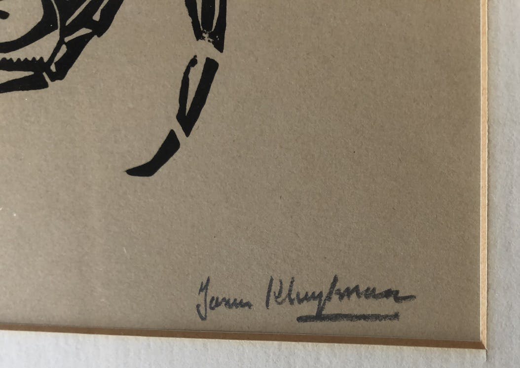 Janus Kluijtmans - Prachtige linodruk - twee vechtende kreeften. kopen? Bied vanaf 15!