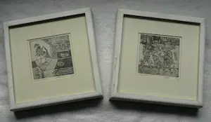 Ab Steenvoorden - 2 Ingelijste etsen , Paralel & Spelen – oplage van 10 ex. kopen? Bied vanaf 40!