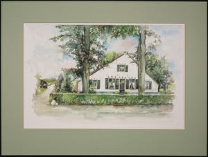 Coraline Backer - Lot van één aquarel en twee offset prints, Landschappen kopen? Bied vanaf 1!