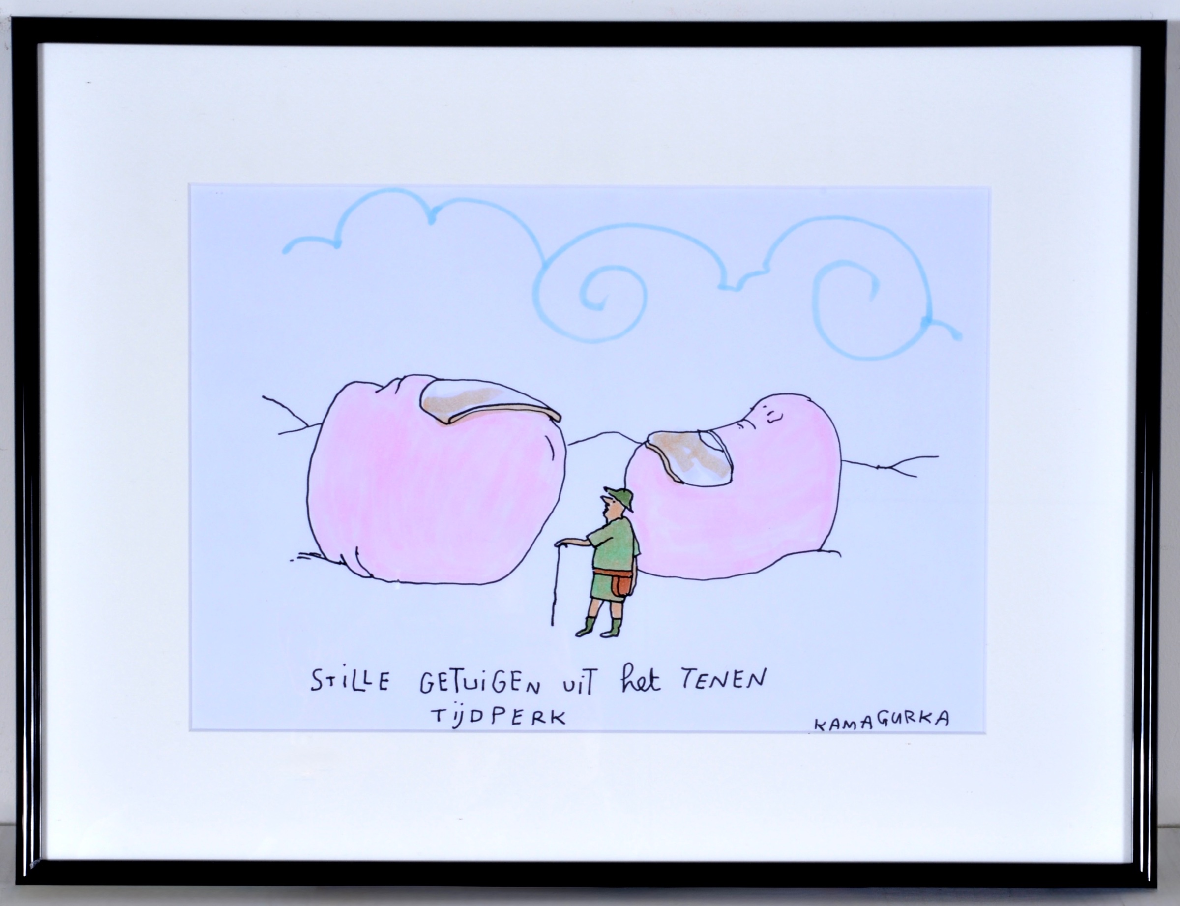 Kamagurka - Tenen tijdperk - Originele cartoon - Gesigneerd - 21x29 cm - Ingelijst kopen? Bied vanaf 390!
