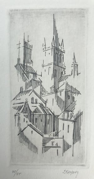 Jan Flameng - 4 prachtige gesigneerde en genummerde etsen - oplage 30 kopen? Bied vanaf 65!