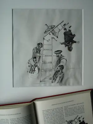 Jet Naftaniel-Joels - Originele tekening gewassen inkt , Illustratie uit De Gouden Vogel + Boek kopen? Bied vanaf 1!