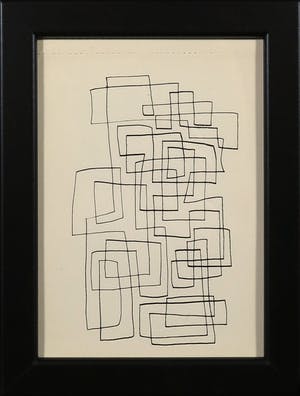 Siep van den Berg - Inkttekening, Abstracte compositie - Ingelijst kopen? Bied vanaf 35!