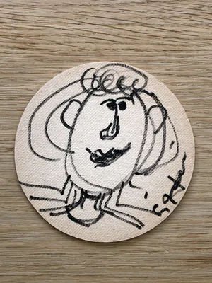 Gerard Fieret - 3 portret tekeningen + 5 Fieret bierviltjes uit de verzameling van Ben Moritz kopen? Bied vanaf 75!