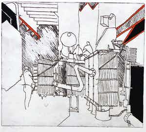 Theo Elfrink - Ets, Zonder titel verkocht voor € 35!