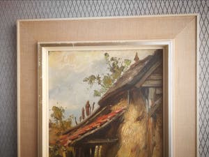 August Willem van Voorden - Boerenerf met kippen en hooiberg. kopen? Bied vanaf 225!