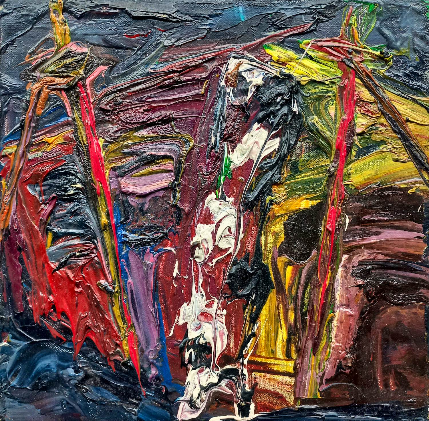 Peter Keizer - Tent met rits, olieverf op doek (ingelijst) verkocht voor € 225!