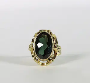 14k geelgouden ring met synthetische spinel kopen? Bied vanaf 150!