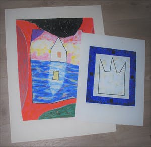 Harrie Gerritz - 2 zeefdrukken: Leeg kasteel en Huis aan het water kopen? Bied vanaf 60!