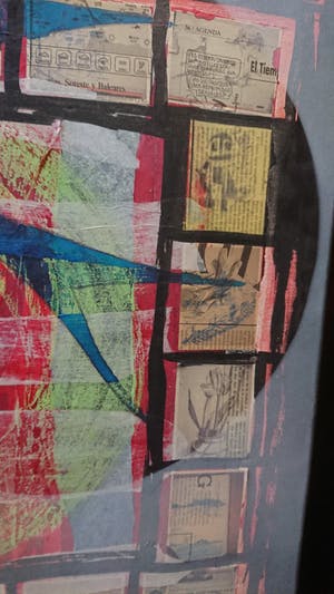 Niet of onleesbaar gesigneerd - olie/collage op canvas kopen? Bied vanaf 1!