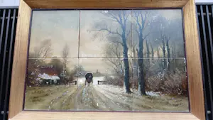 Curiosa - schilderij tegeltableau winters landschap naar Louis Apol kopen? Bied vanaf 10!