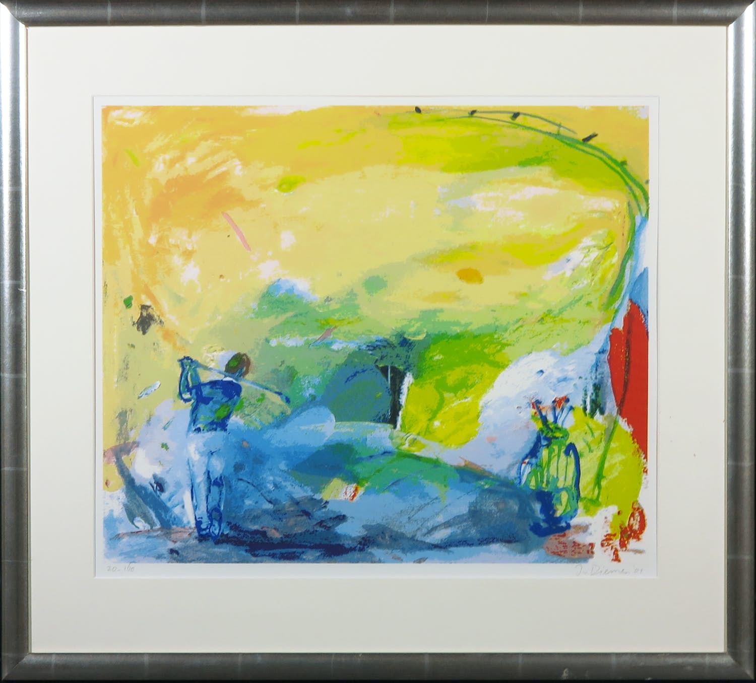 Jan van Diemen - Zeefdruk, Zonder titel - Ingelijst verkocht voor € 50!
