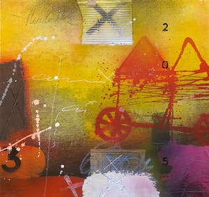 Theo Koster - Zeefdruk en collage op doek, Zonder titel (met ophangsysteem) kopen? Bied vanaf 35!