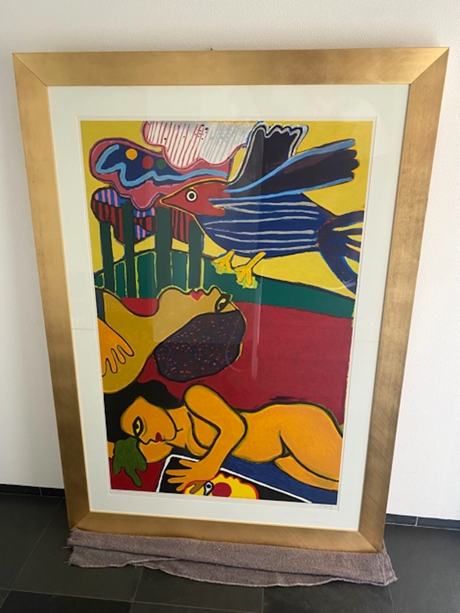 Corneille - Groots ingelijste en imposante litho: "DEUX FEMMES" kopen? Bied vanaf 800!