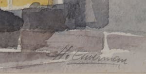 Hen Euverman - Aquarel, Stadsgezicht kopen? Bied vanaf 1!