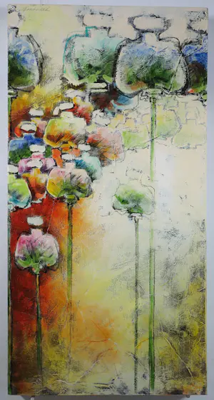 Carla Raadsveld - Drieluik, Acryl op doek, Bloemen kopen? Bied vanaf 200!