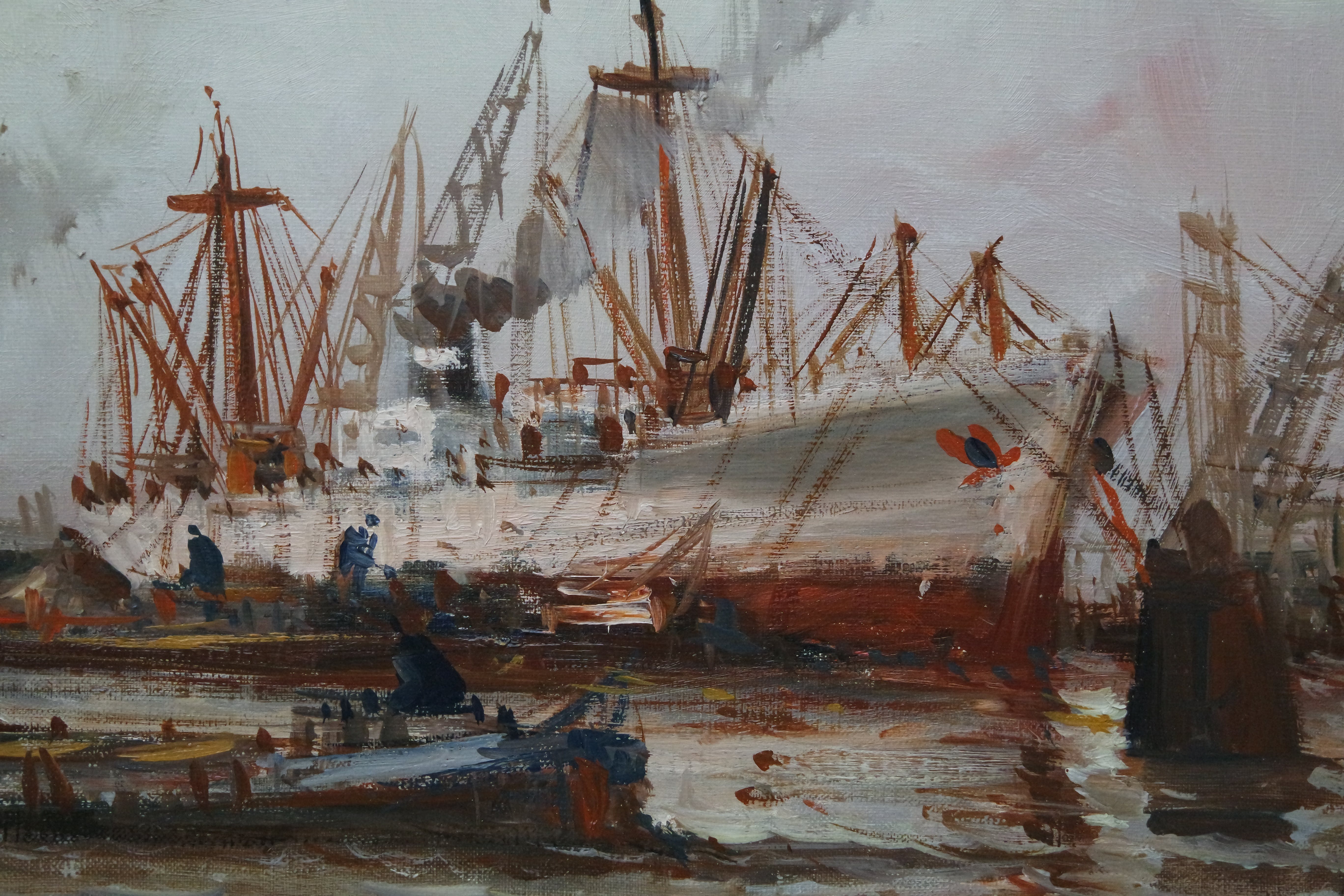 Willem Bos - olieverf op doek - havengezicht kopen? Bied vanaf 325!