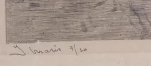 Jacob Maris - Ets, Poort met oude vrouw en blaffende hond kopen? Bied vanaf 70!