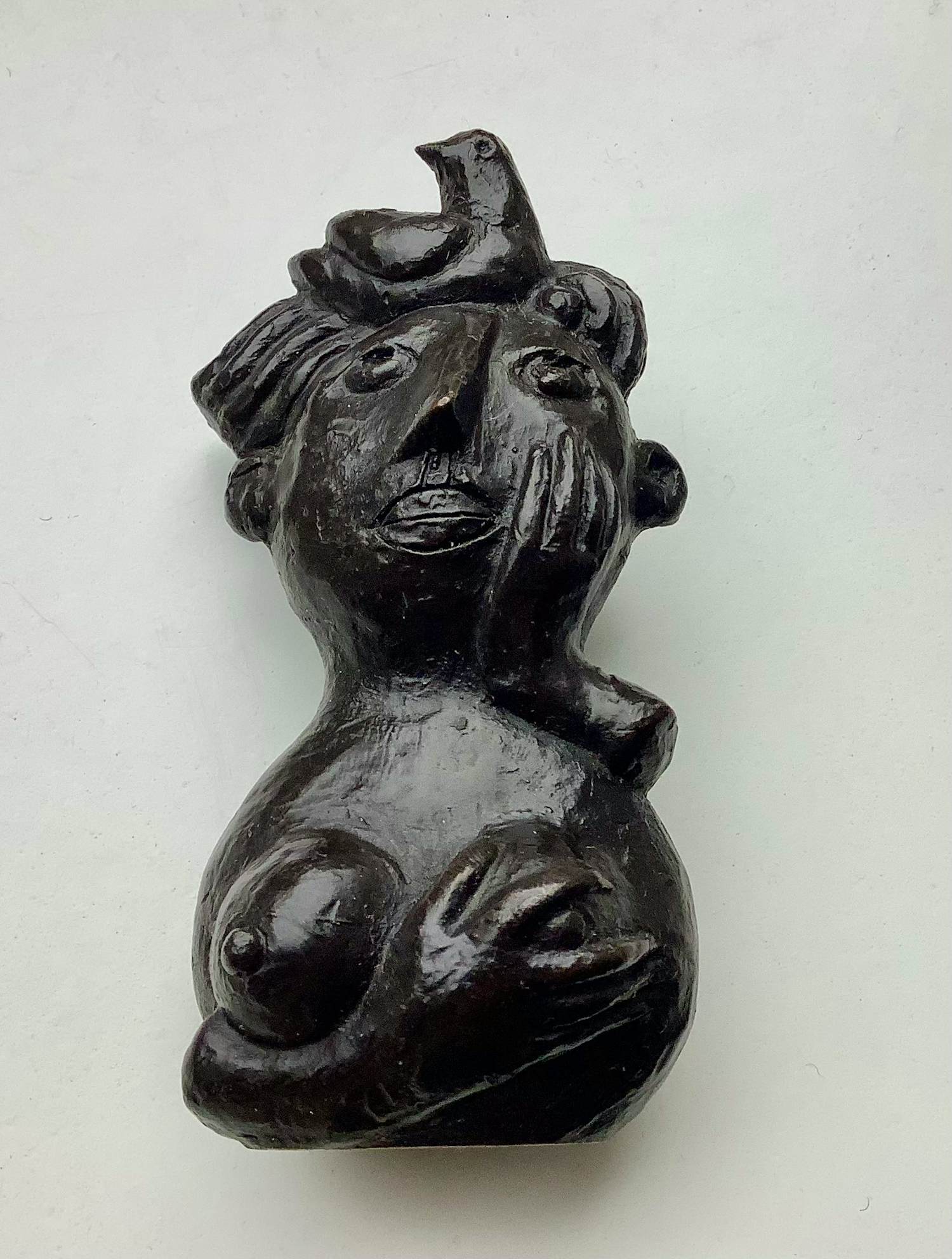 Loek Bos - Vrouw met vogel in haar kopen? Bied vanaf 295!