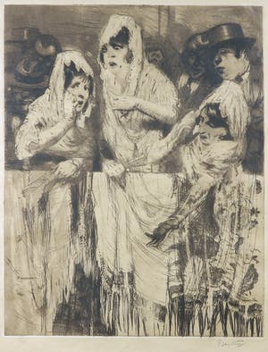 Piet van der Hem - Ets en aquatint, Geschrokken toeschouwers - Ingelijst kopen? Bied vanaf 100!