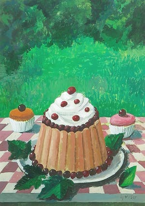 Hendrik Jan Visser - Acryl op papier, Zomerzoetigheid - Ingelijst kopen? Bied vanaf 35!