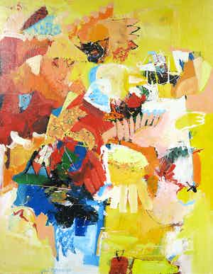 Theo den Boon - Acryl op doek, Z.T. Nr. 699 - Ingelijst (Groot) verkocht voor € 150!