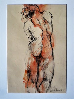 Niet of onleesbaar gesigneerd - Virtuoze impressionistische Aquarel/Pastel "Vrouwelijk Naakt" gesigneerd kopen? Bied vanaf 1!