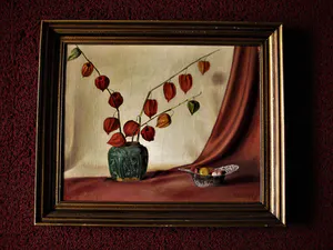 Niet of onleesbaar gesigneerd - Leuk omstreeks 1930 geschilderd olieverf "bloesemtakken en bonbons" " kopen? Bied vanaf 1!