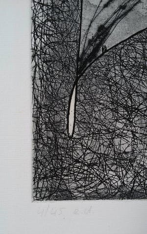 Henny van Leeuwen - Abstracte compositie, ets kopen? Bied vanaf 30!