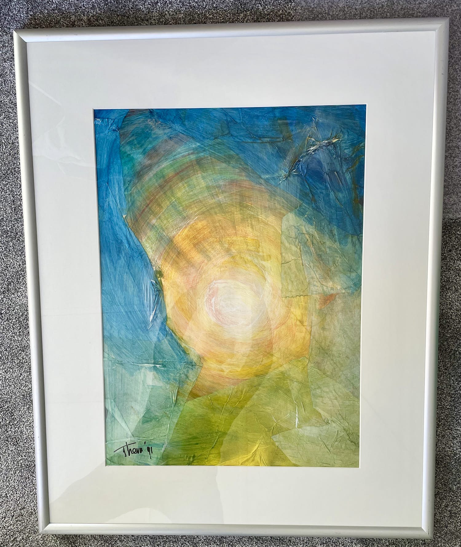 Niet of onleesbaar gesigneerd - Gemengde techniek op papier - Zonder titel - Ingelijst (Groot) kopen? Bied vanaf 1!