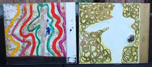 Peter Keizer - Tweeluik -Gemengd techniek op doek: Hommage aan Yves Klein - 1995 verkocht voor € 795!