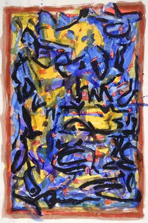 Ernst Vijlbrief - Gouache op papier, Compositie verkocht voor € 35!