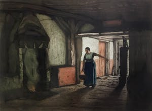 Tjeerd Bottema - Boerendeel in Laren - kleurenets/aquatint kopen? Bied vanaf 60!