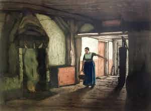 Tjeerd Bottema - Boerendeel in Laren - kleurenets/aquatint verkocht voor € 60!