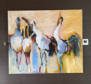 Gerda Elfring - Vogels_olie_linnen_130x110cm kopen? Bied vanaf 500!